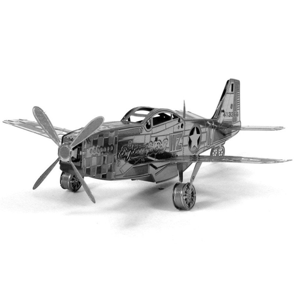 

Creative Mustang Aircraft 3D Metal High-quality DIY Laser Cut Puzzles Jigsaw Model Toy, Silver
