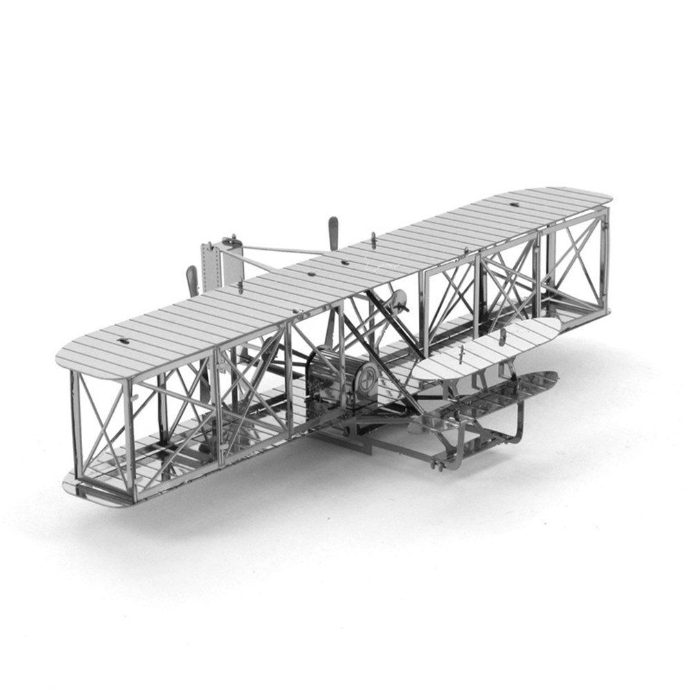 

Creative Wright Aircraft 3D Metal High-quality DIY Laser Cut Puzzles Jigsaw Model Toy, Silver