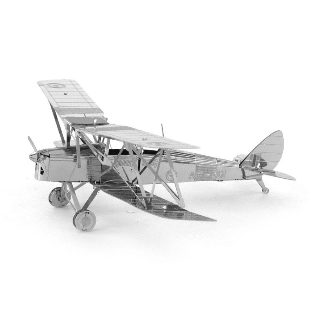

Creative Tiger Moth Biplane 3D Metal High-quality DIY Laser Cut Puzzles Jigsaw Model Toy, Silver