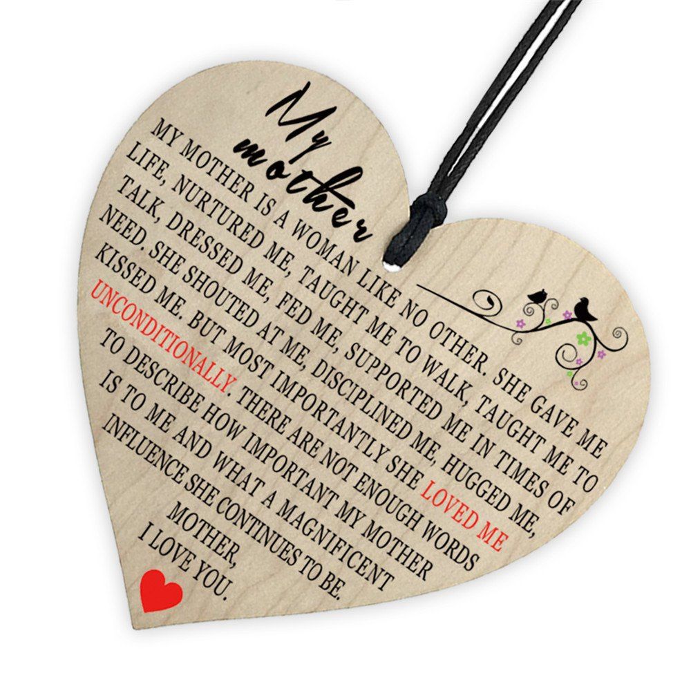 

Mother'S Holiday Home Decoration, Creative Wooden Printing and Love Gift Tag, Beige