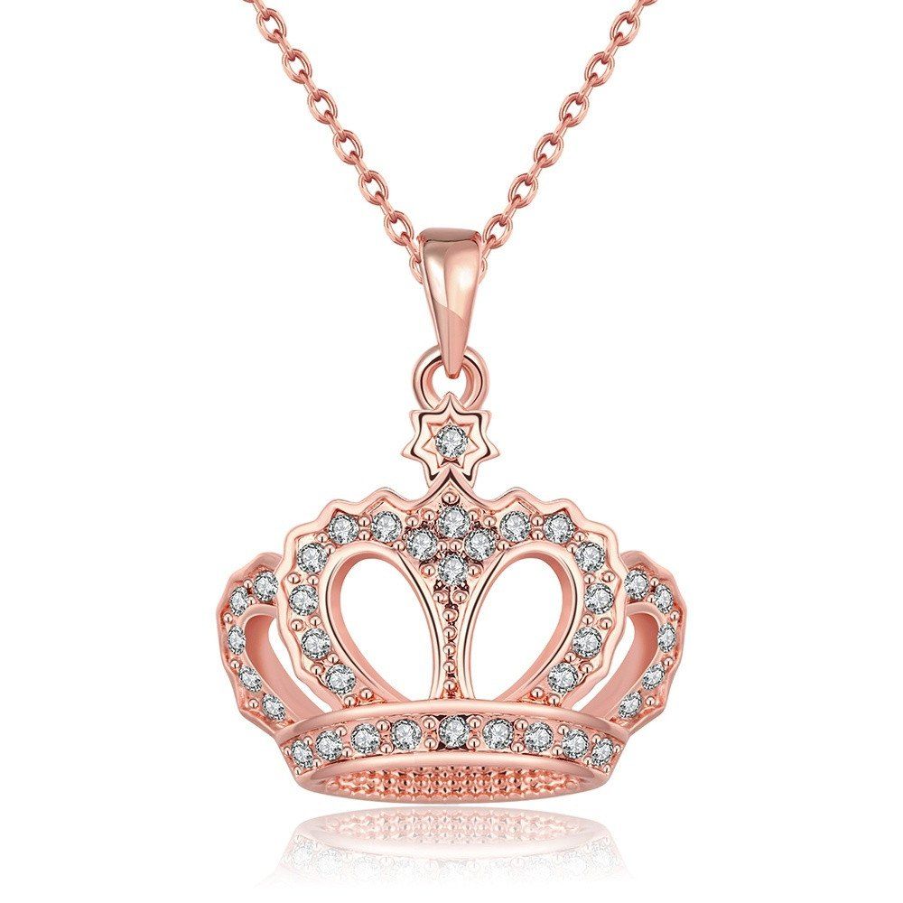 

Crown Golden Pendant Necklace, Rose gold
