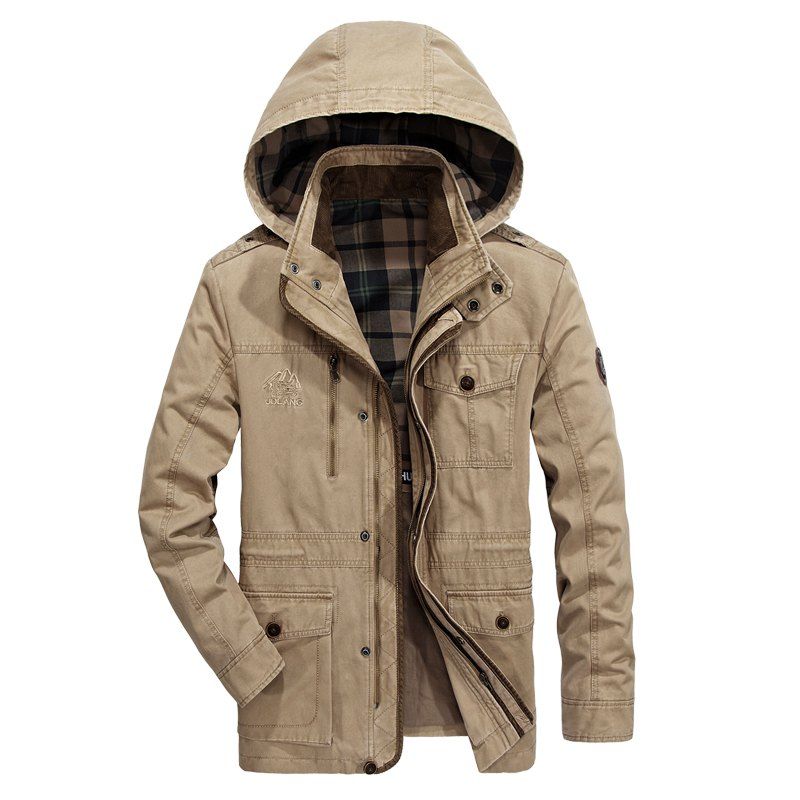 

Zippered Cuffs Hooded Jacket, Antique white