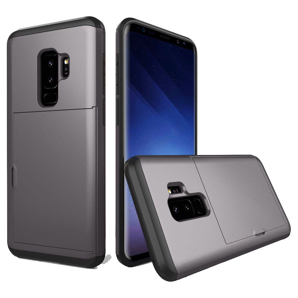 

Armor Case for Samsung Galaxy S9 Plus Card Holder Shockproof Bumper Cover, Gray