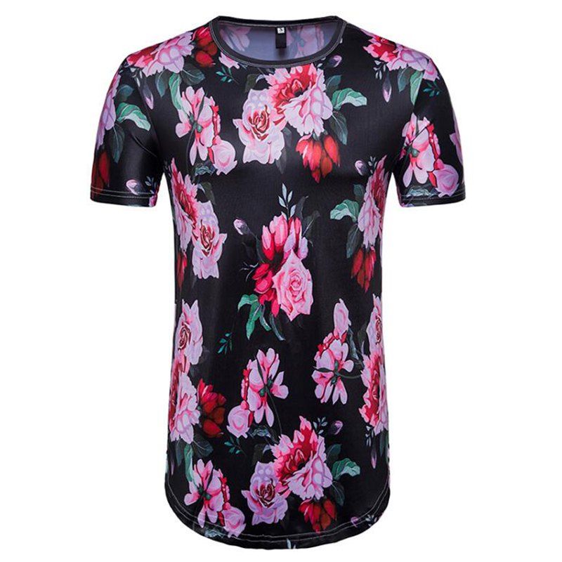 

Men's Daily Street Chic Spring Summer Printing Round Neck Short Sleeves Polyester T-shirt, Red
