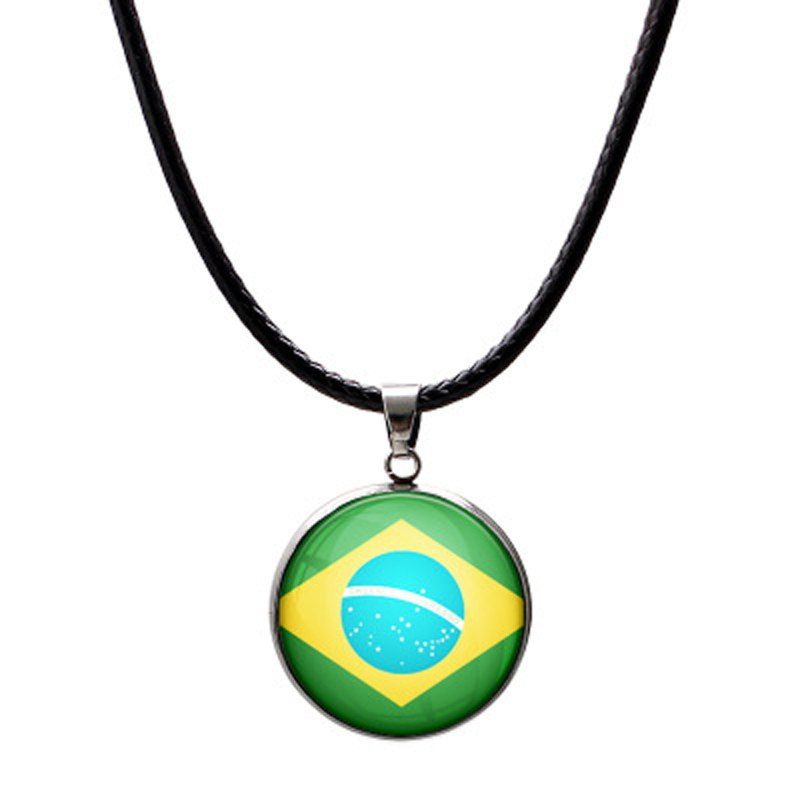 

2018 Flag Necklace Leather Football Sport Male Fashion Jewellery, Jade green