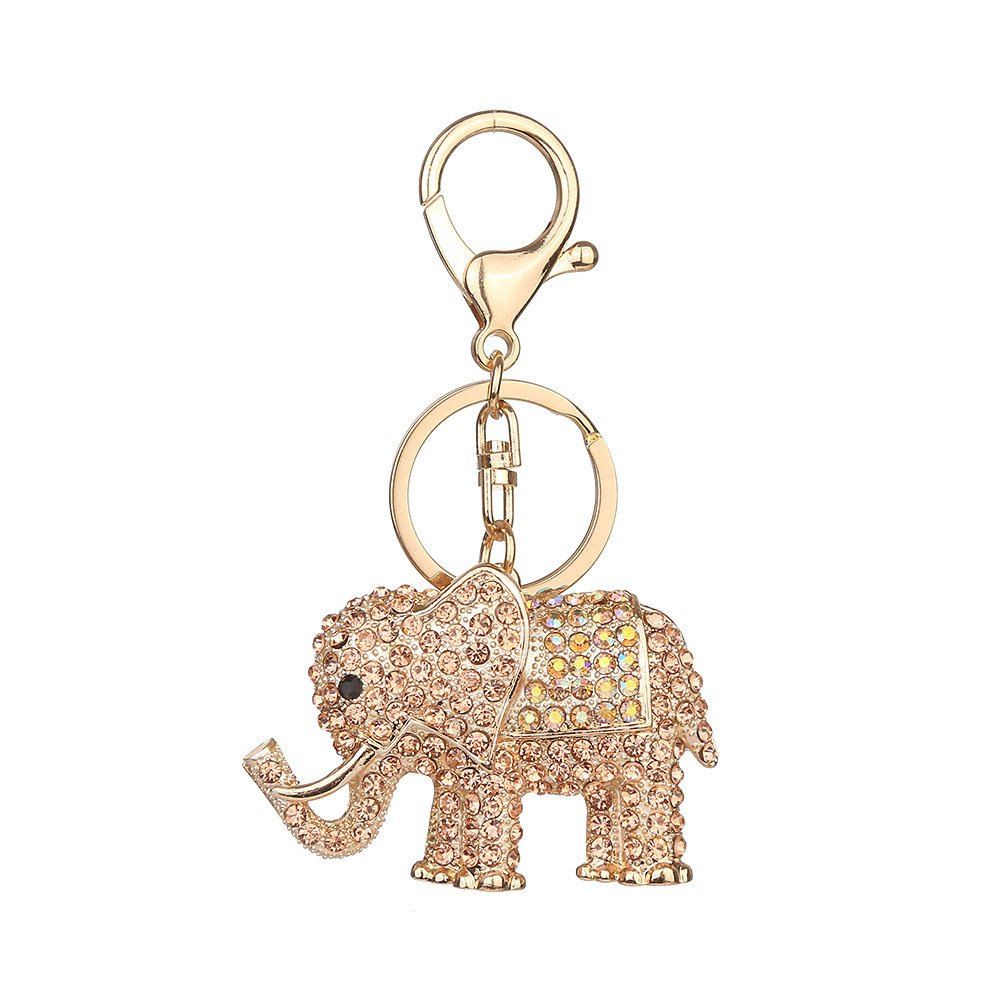 

Europe and The United States Popular Diamond Elephant Key Chain, Gold