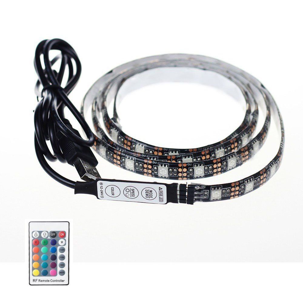 

KWB 5V LED Strip Light 5050 RGB Waterproof with 24 Keyboard Remote Control, Black
