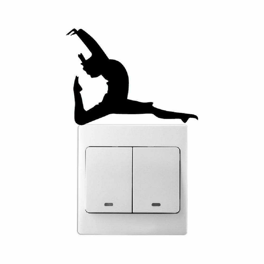 

DSU Fitness Dancer With One Leg Pointed On Light Switch Stickcer Wall Decal, Black