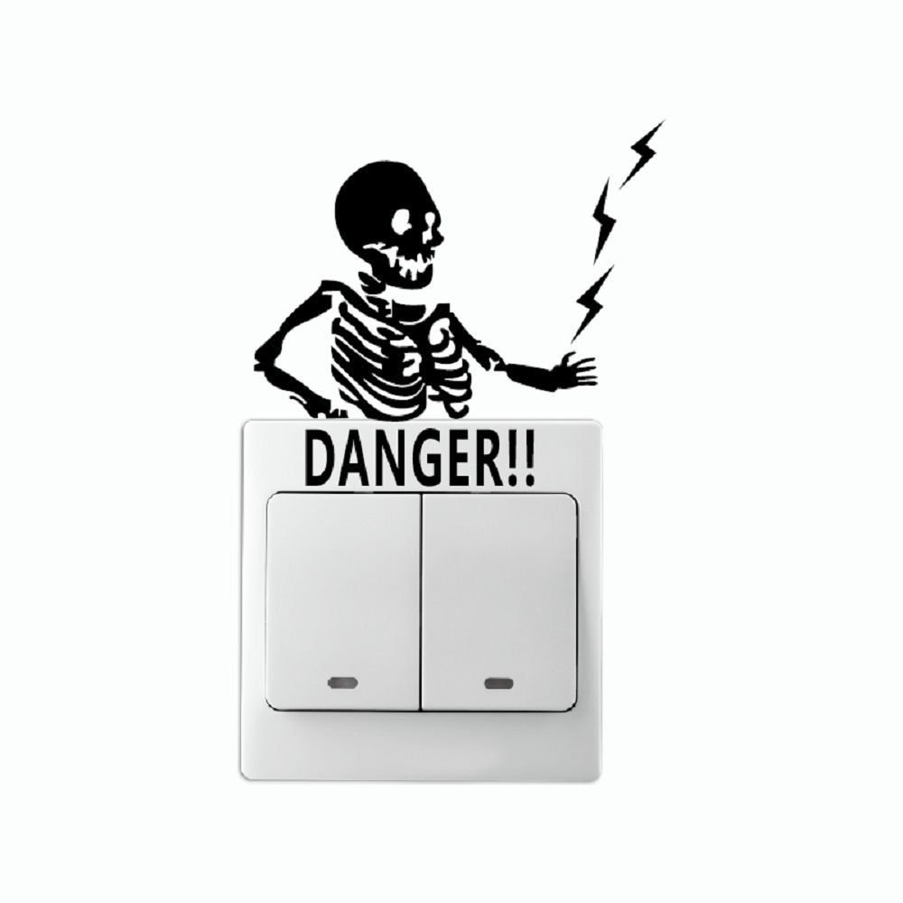 

DSU Funny Danger Warning Tide Alternative Electrical Switch Sticker, Black