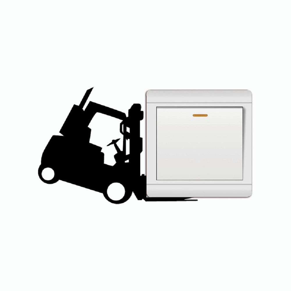 

DSU Funny Forklift Light Switch Sticker Cartoon Vinyl Wall Stickers for Kids Room, Black