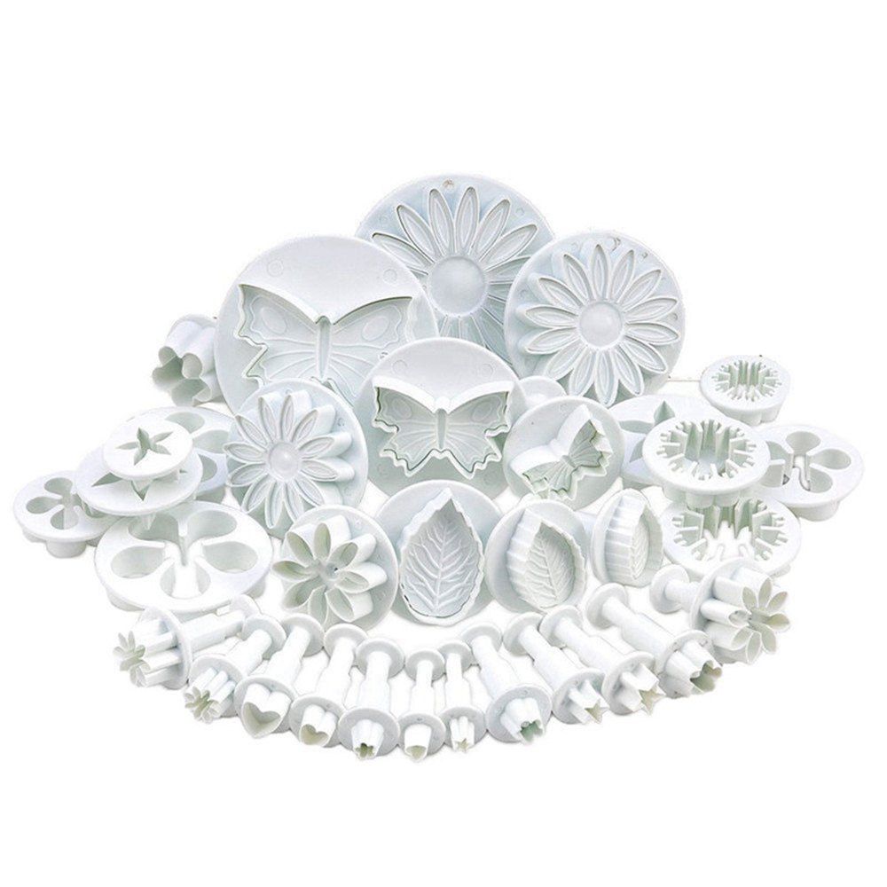 

33pcs Baking Tool Flip Cake Biscuits Decoration Flower Mold, Milk white