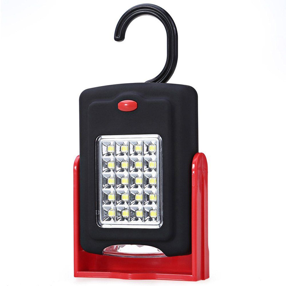 

Portable 23 LED Work Light Lamp Flashlights with Magnet and Standing Rotating Hanging Hook for Outdoor, Red