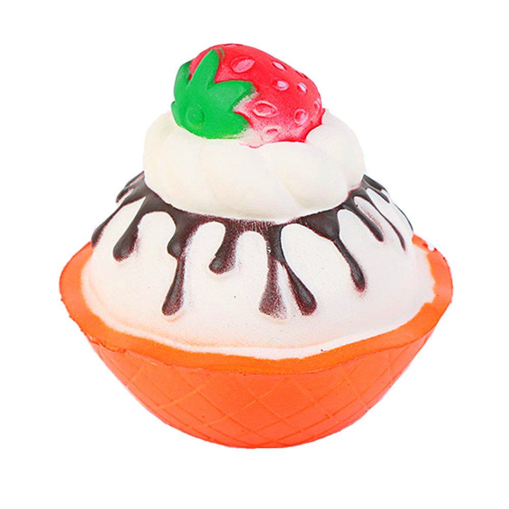 

Jumbo Squishy Stylish Strawberry Ice Cream PU Stress Reliever Toy, Orange