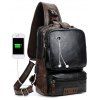 Anti-Vol USB externe Charge Messenger Bag Patchwork Hommes Crossbody Grande Capacité Casual Voyage - Noir 