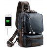 Anti-Vol USB externe Charge Messenger Bag Patchwork Hommes Crossbody Grande Capacité Casual Voyage - Bleu Marine 