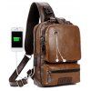 Anti-Vol USB externe Charge Messenger Bag Patchwork Hommes Crossbody Grande Capacité Casual Voyage - Rouille 