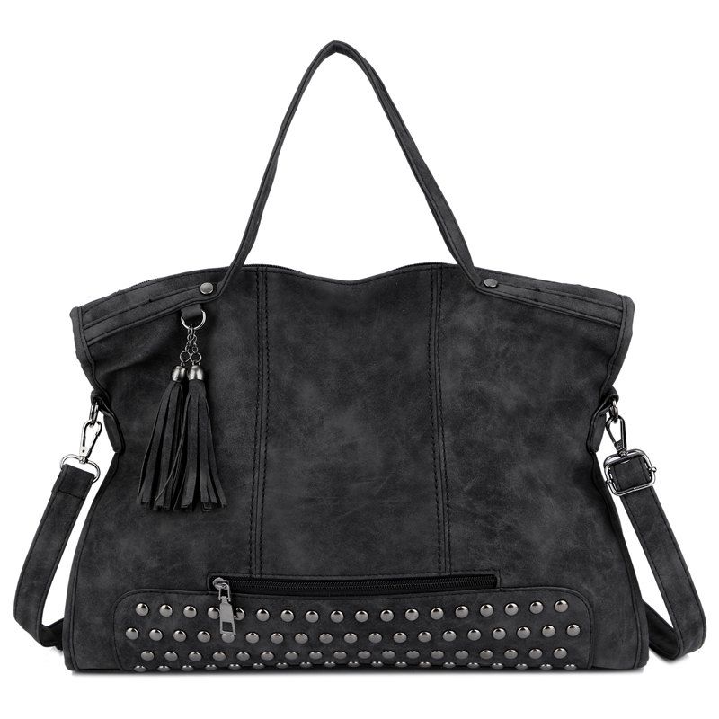 

Scrub Rivets Portable Motorcycle Shoulder Bag, Black