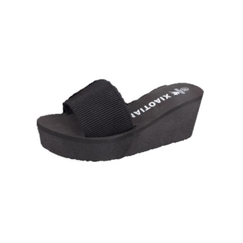 

Pure Muffin Bottom Thick Non Slip Bottom Slope with A Beach Slippers, Black
