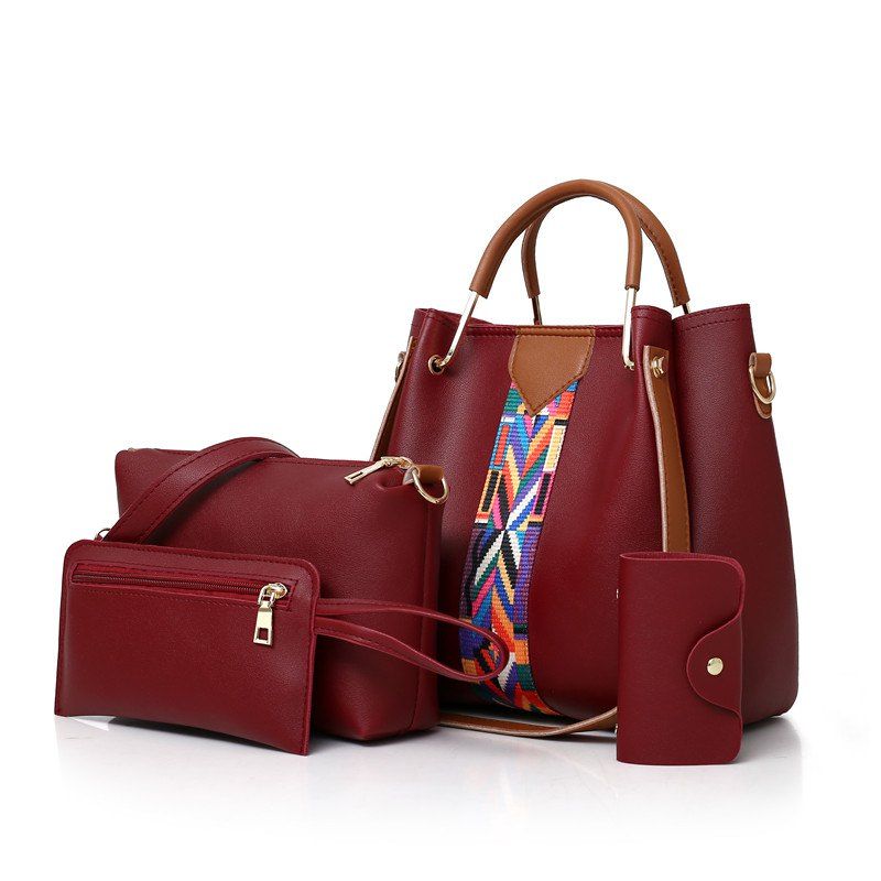 

4PCS New Wild Korean Shoulder Messenger Bag, Burgundy