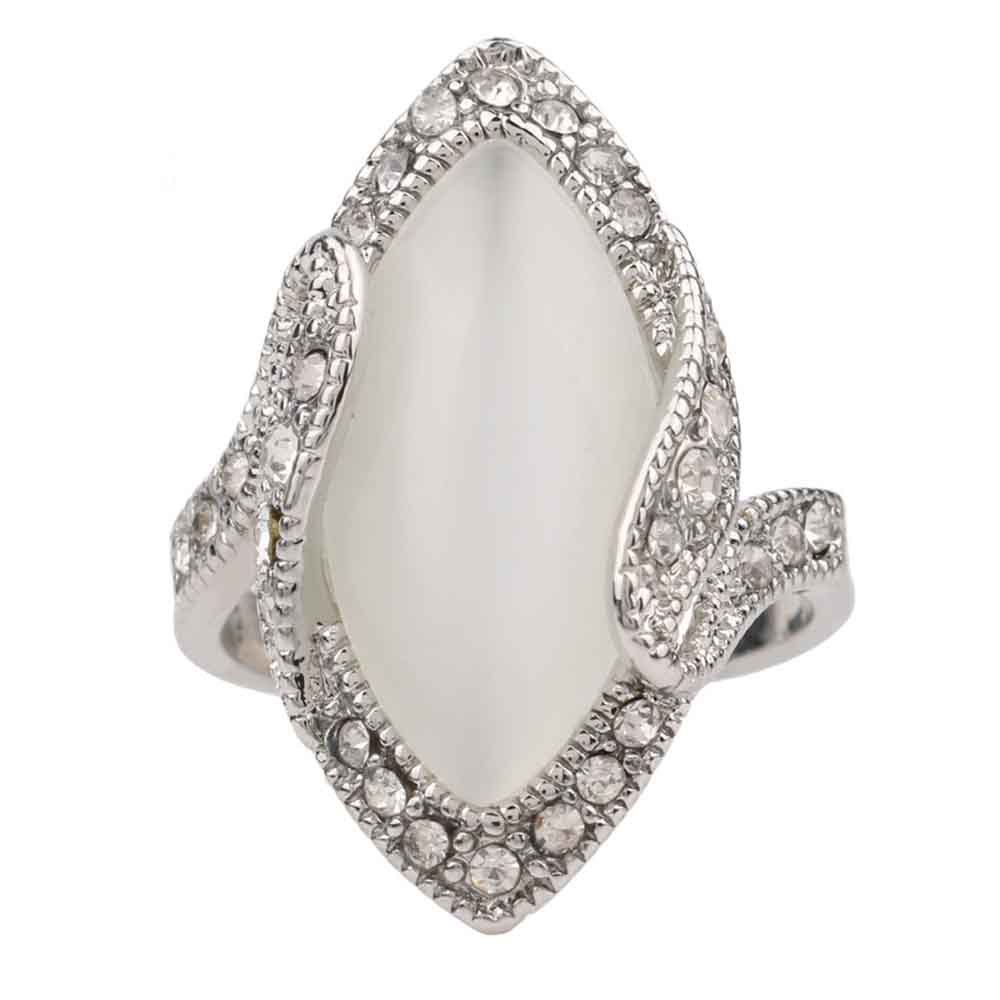 

Women's Opal Diamond Ring, White