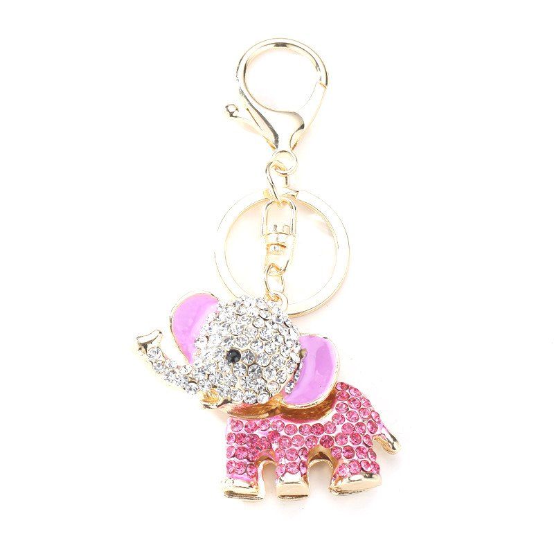 

Creative Elephant Shape Pendant Ornaments Key Chain, Blossom pink