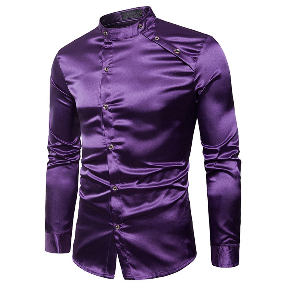 [41% OFF] 2021 Night Club Shiny Fashion Men's Long Sleeve Shirt In ...
