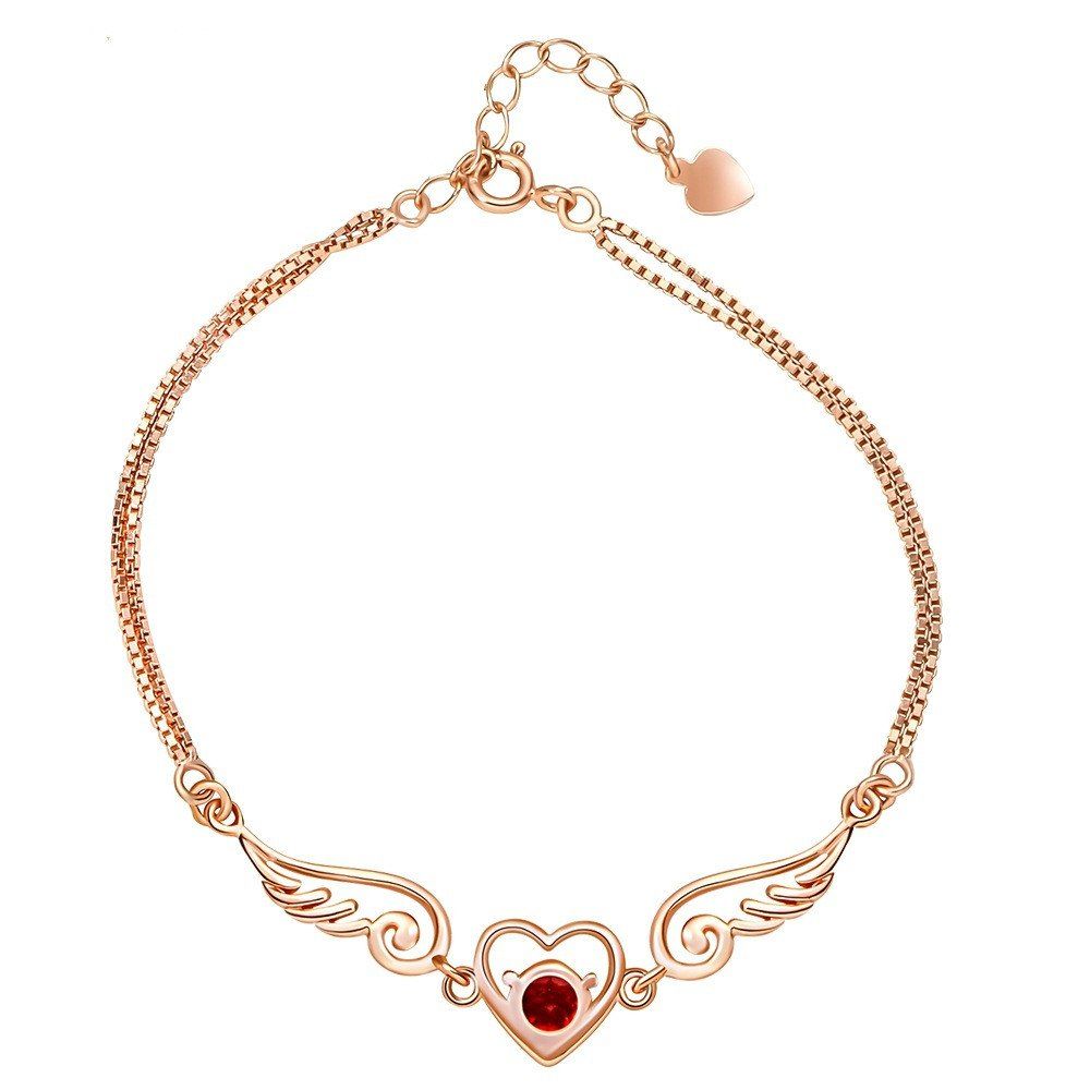 

Women Heart Shaped Ruby Bracelet, Gold