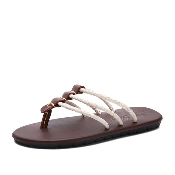 2018 nouvelles sandales à glissière en cuir à chevrons - Blanc 42