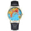 Zhou Lianfa une carte mondiale Illustration de la montre en cuir - Noir 