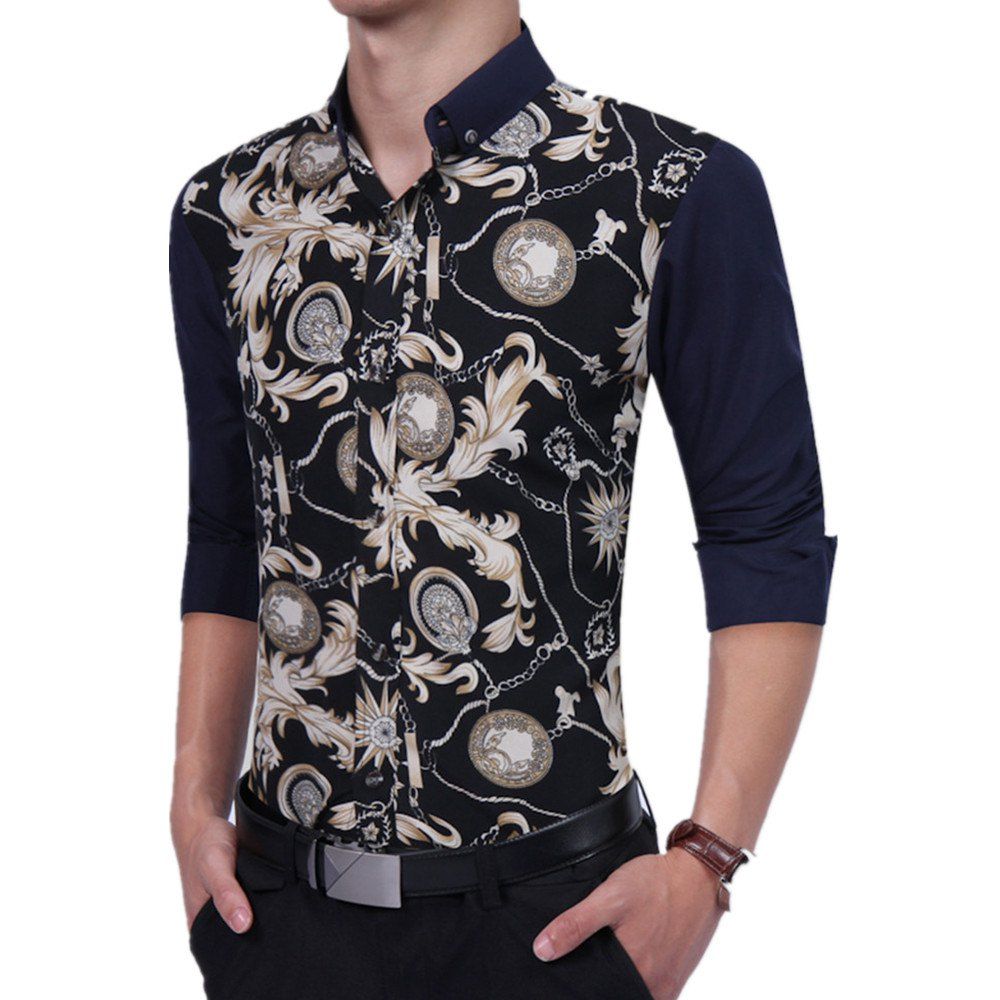 

Men Fashion English Blouse Boomer Body Long Sleeved Shirt, Beige