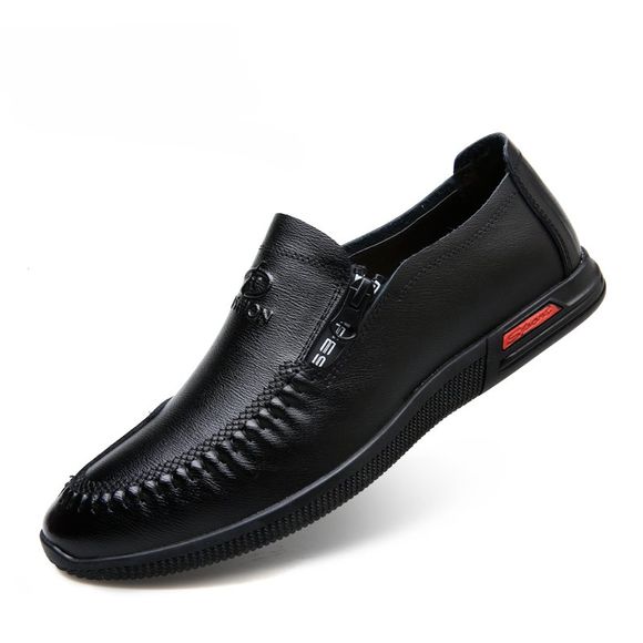 Men Casual New Slip sur des chaussures d'affaires en cuir solide souple - Noir 44
