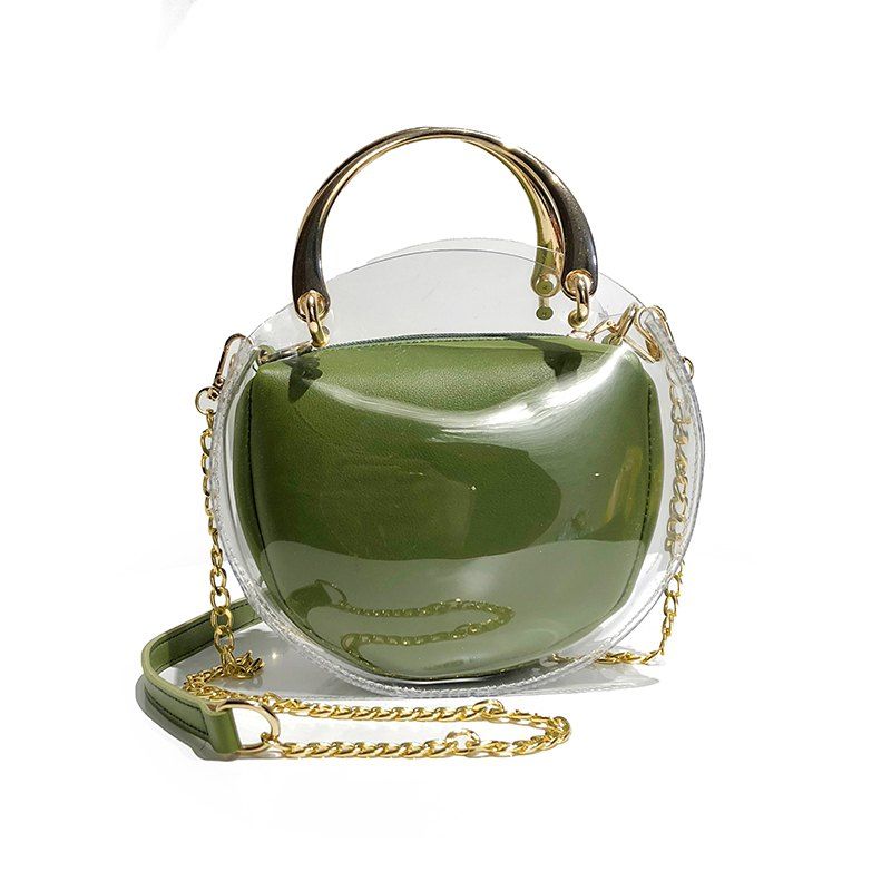 

Two Pieces Transparent Jelly Shoulder Messenger Bag Fashion Handbag, Seaweed green