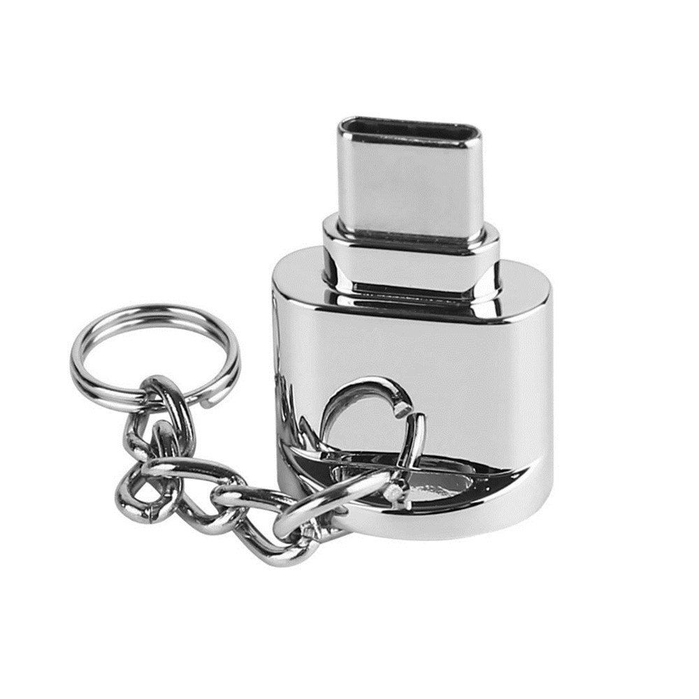 

Mini Type-C Micro SD TF Memory Card Reader OTG Adapter USB 3.1 Portable, Silver