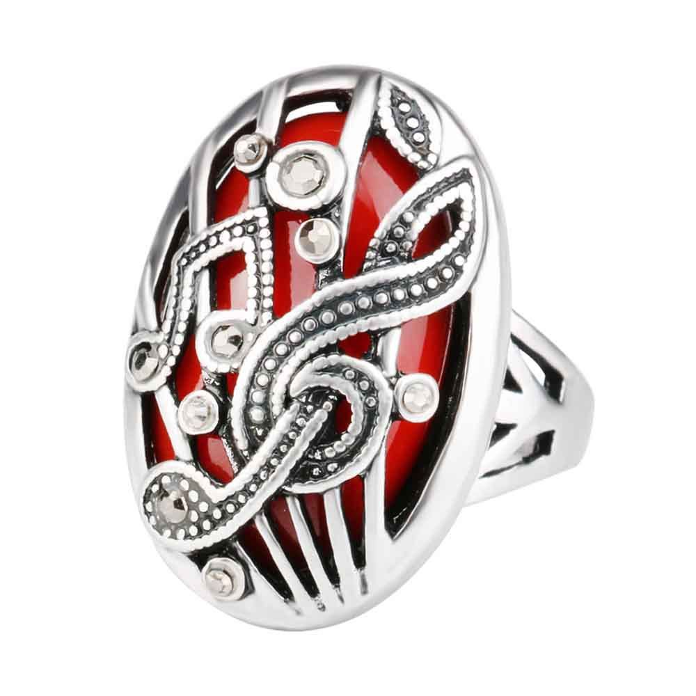 

Bohemian Hollowed-out Set of European and American Vintage Rings, Red