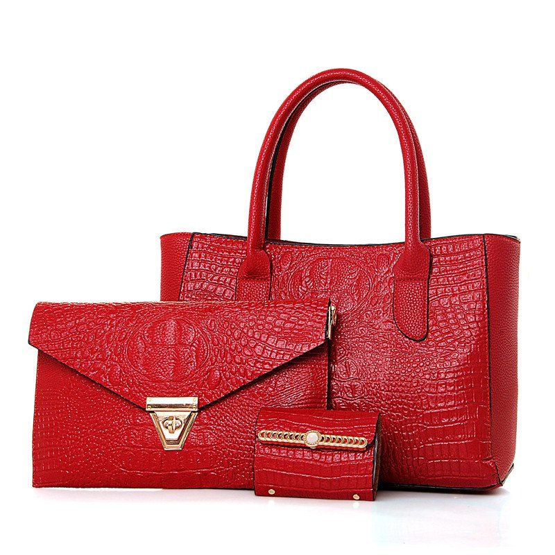 

Three Pieces Single Shoulder Handbag Messenger Bag, Red