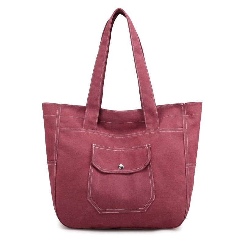 

DA1454Ladies Casual Canvas Shoulder Bag Travel Large Satchel, Cherry red