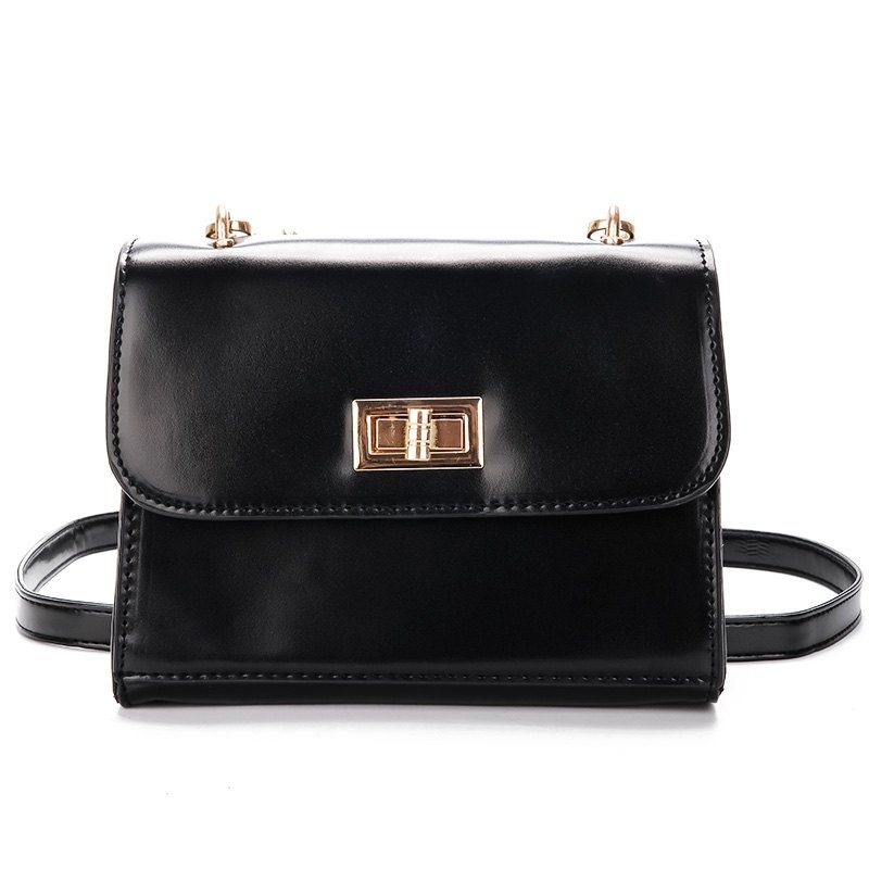 

Simple and Solid Color Shoulder Messenger Bag, Black