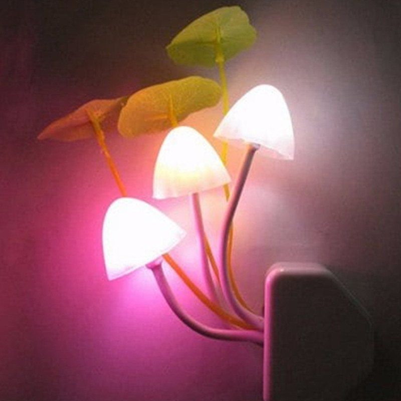 

New Fresh Cute Mushroom Colorful Intelligent Light Control Led Night Lights, Multi-a