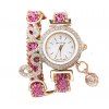 Fanteeda FD082 Femmes LOVE Lettres Wrapping Watch - Rouge Rose 