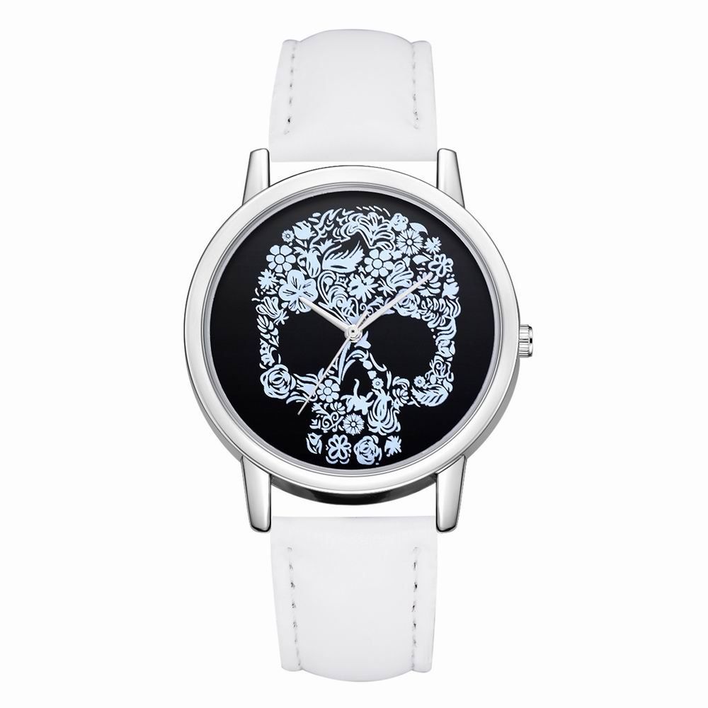 

Fanteeda FD110 Women Unique Skull Dial Leather Band Quartz Wrist Watch, White