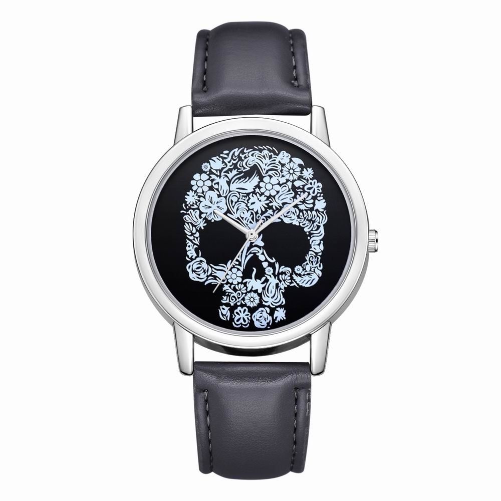 

Fanteeda FD110 Women Unique Skull Dial Leather Band Quartz Wrist Watch, Dark slate grey
