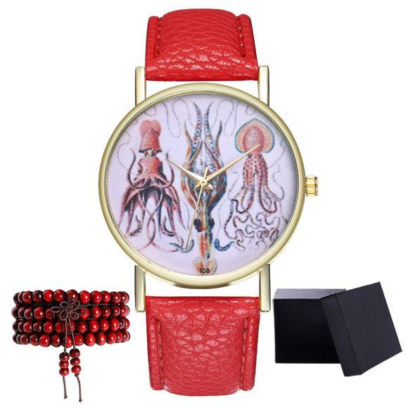 Kingou T08 - 1 Trendy Boutique Octopus Pattern Montre - Rouge 