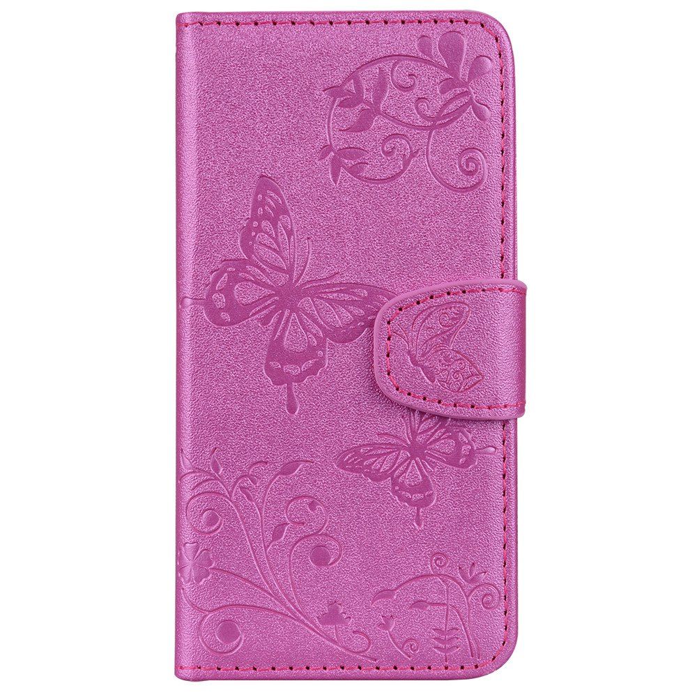

Cover Case for iPhone 5/5S/5C/SE Mirror Shell Butterfly and Flower Pattern, Hot pink