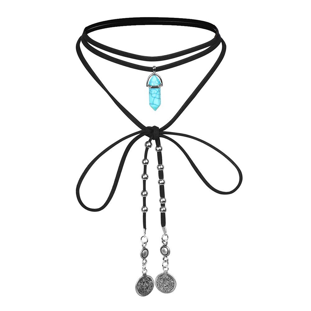 

Turquoise Pendant Necklace N3616, Black