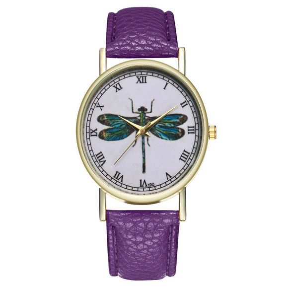 zhou Lianfa Dragonfly insère une montre en cuir - Violet 
