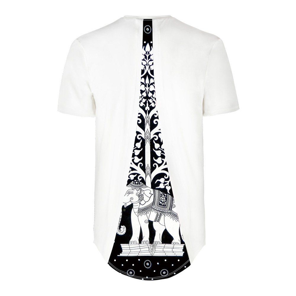 

Fashion Design Elephant Digital Printing Short Sleeve T-shirt, White