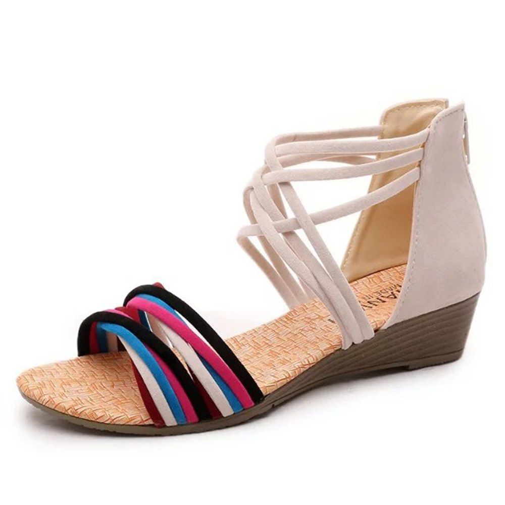

Flat-Toe Non-Slip Roman Beach Sandals, Beige