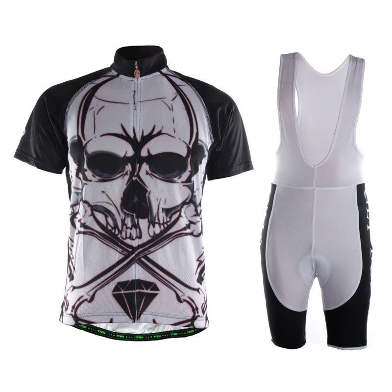 

TVSSS Men Short Sleeve Summer Comfortable Fabric Skull pattern Bike Jersey Clothing Suit, Multi