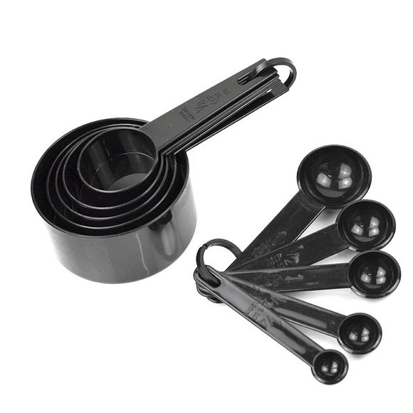 Cuillères à mesurer en plastique noires cuillères outils de cuisine pour la cuisson du café - Noir 