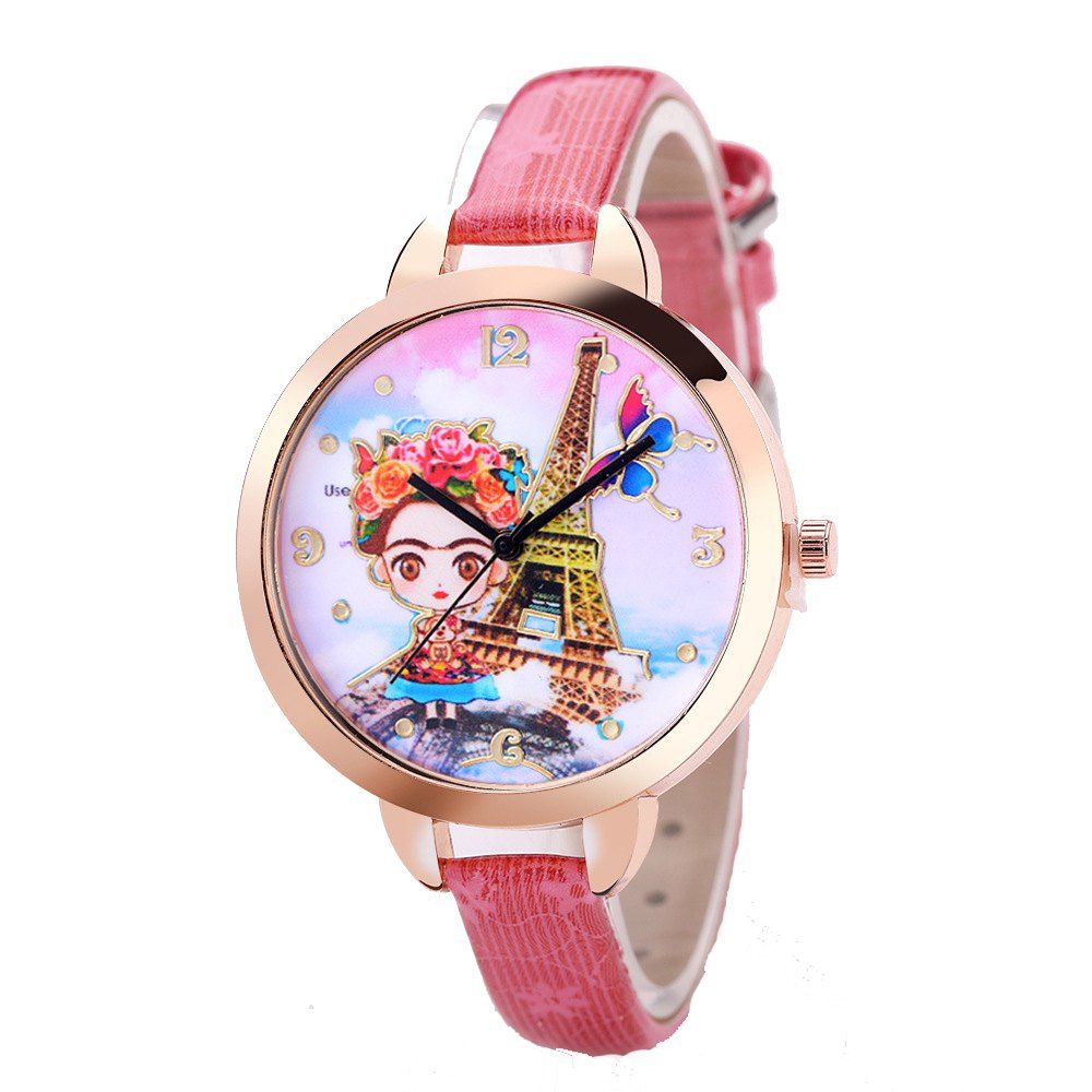 

Vintage PU Belt Ms Quartz Watch, Pink